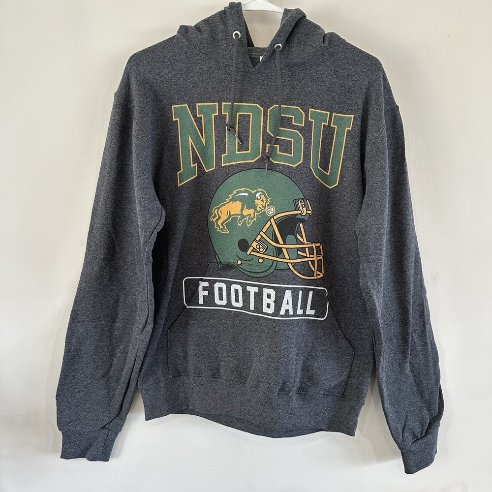 Unisex NDSU Bison Hoodie Pullover Sweatshirt Gray Small North Dakota Football